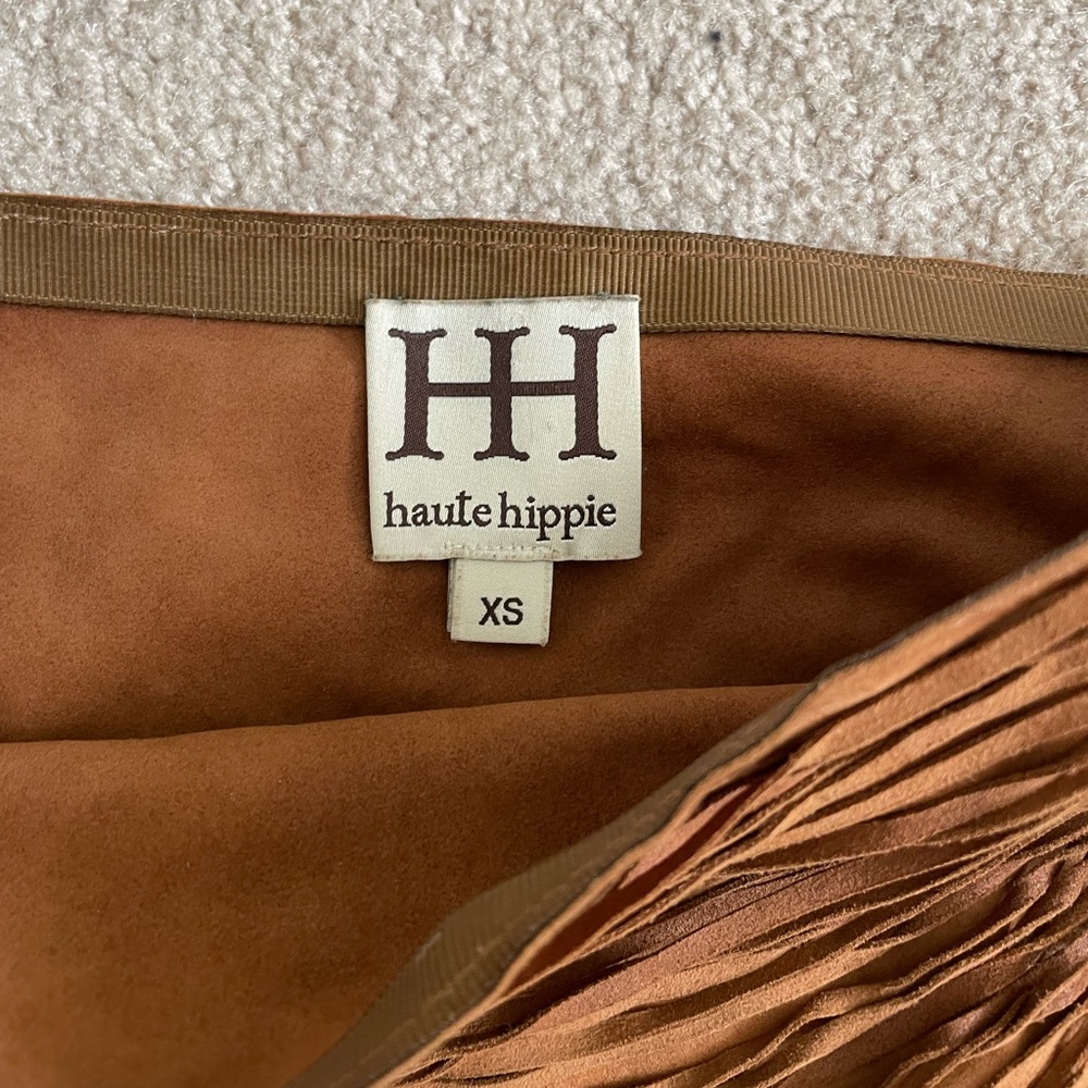Haute Hippie Suede Fringe Mini Skirt - Picture 3 of 9
